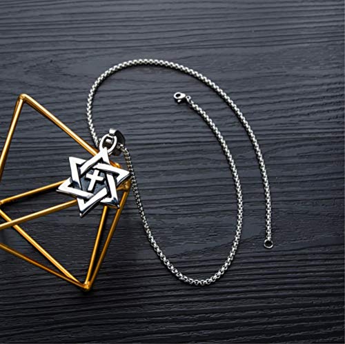 Blowin Silver Stainless Steel Jewish Charm Cross Star of David Pendant Necklace with 24 Inch Chain3