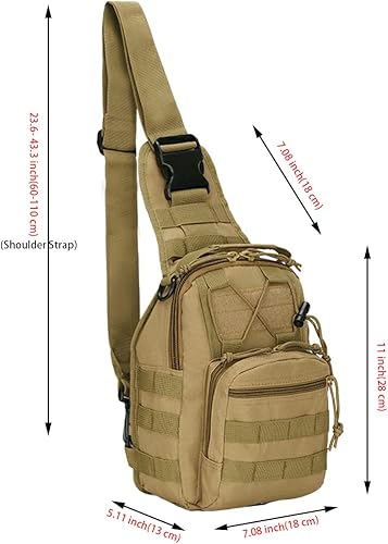 Miniatura 4 de NuCamper Mochila táctica tipo bandolera militar Rover, mochila de hombro Molle Assault Range Bags Men's Chest Pack para senderismo, viajes, Caqui,