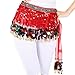 Women's Sequins Tassel Waist Belt Chiffon Skirt with Rhinestones for Tribal Dance Hip Wrap Costume