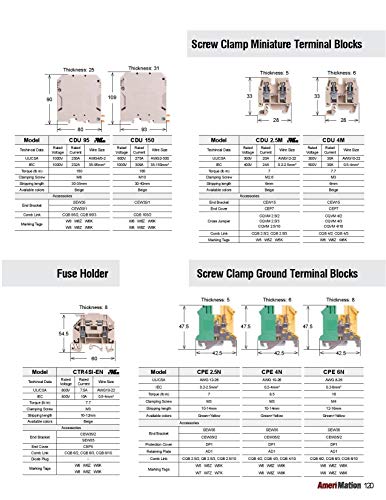 CTR10, Disconnect Terminal Block, Screw clamp, 2 Poles, L60xH47.5xW10mm, 600V 30A, AWG 6-16, Beige Color, 10pcs Bundle