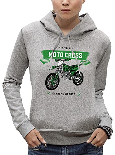 Moto de cross femme : le sweat à capuche sport extrême au design vert