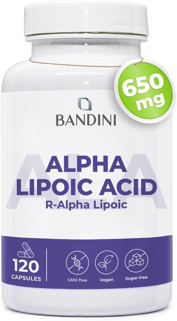 Bandini® Alpha Lipoic Acid 650mg | 120 High Strength ALA Vegan Capsules |