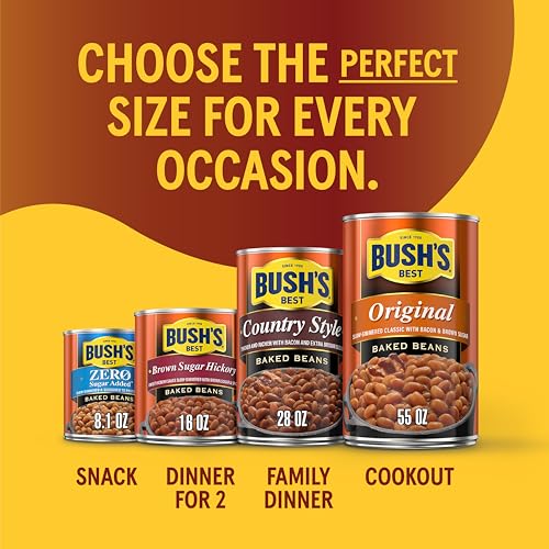 Image of BUSH'S BEST 16 oz Canned Vegetarian Baked Beans, Source of Plant Based Protein and Fiber, Low Fat, Gluten Free, (Pack of 12)