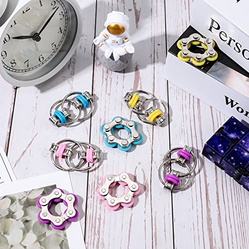 8 Pieces Fidget Toys Set Includes 4 Flippy Roller Chain And 4 Six Roller Bike Chain Toys For Adults And Teenagers In Learning Help (Purple, Pink, Yellow, Light Blue) #TOP3