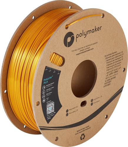 Polymaker Silk PLA Filament 1.75mm Metallic PLA Gold Filament, 1kg PLA 1.75 Cardboard Spool - PolyLite PLA Silk Gold Shiny Filament 1.75mm, Print with Most Printers Using 3D Filaments Polymaker Silk PLA Filament 1.75mm Metallic PLA Gold Filament, 1kg PLA 1.75 Cardboard Spool - PolyLite PLA Silk Gold Shiny Filament 1.75mm, Print with Most Printers Using 3D Filaments
