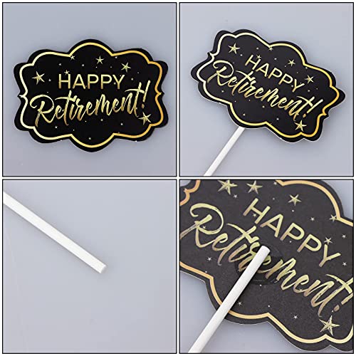 Partyyeah 60 Pcs Happy Retirement Cupcake Toppers, Gold Retired Cake Toppers Picks Happy Birthday Cake Topper For Retirement Party Cake Decoration Party Supplies #TOP7