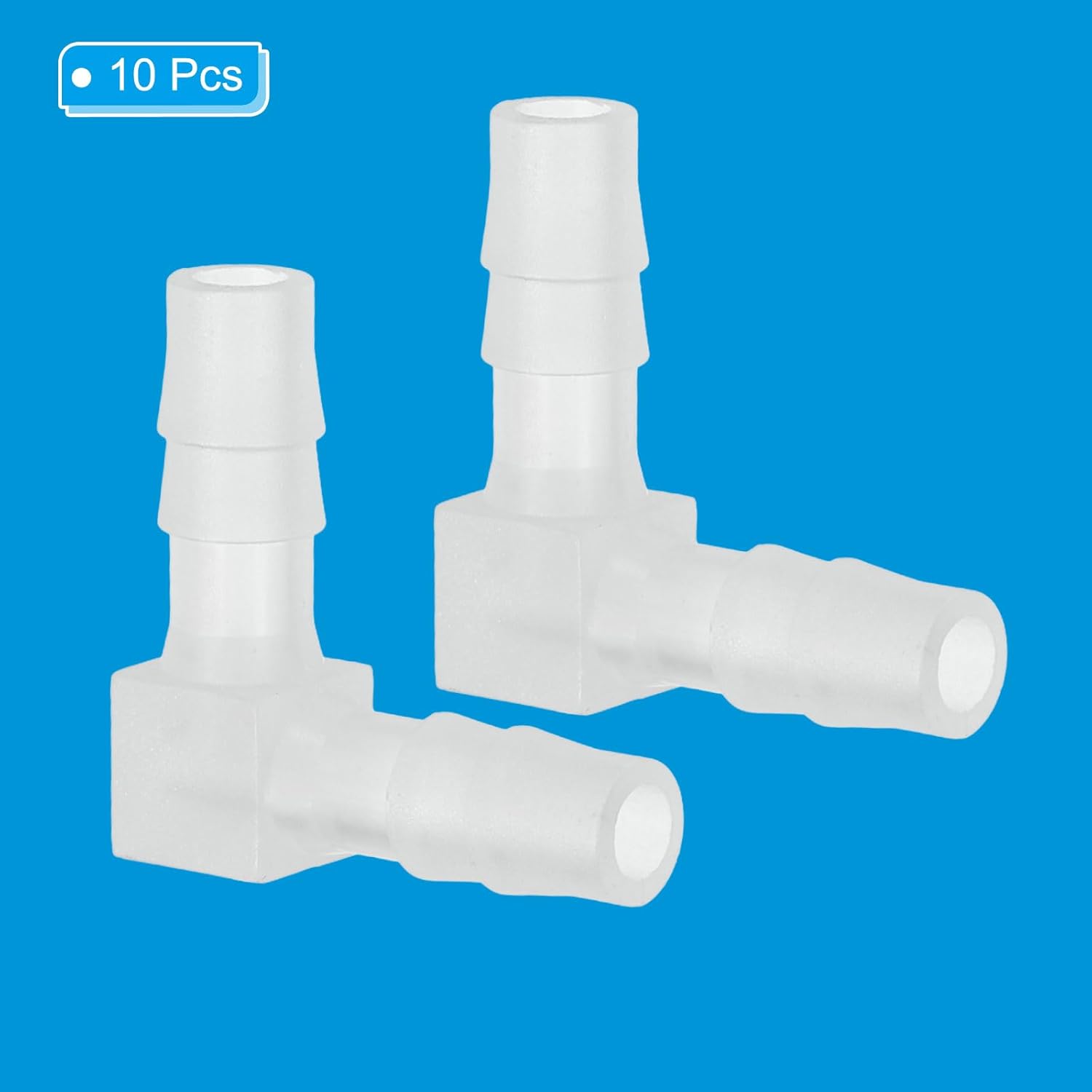 PATIKIL 1/4" Hose Barb 90 Degree Elbow L Fitting, 10 Pack Plastic Equal Barbed Joint Splicer Mender Union Coupler Adapter 0.9 Inch for Gas Liquid Air Line Tubing Pipe