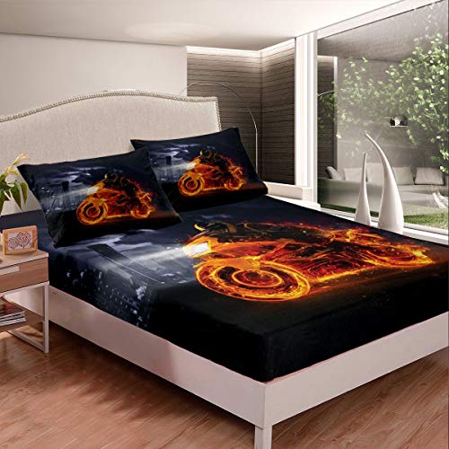 Juego de sábanas para Motociclistas, Juego de Ropa de Cama con Tema de Deportes Extremos, sábana Bajera Ajustable para niños, niños, Adolescentes, Motocross, ilustración, Funda de Cama, tamaño indivi