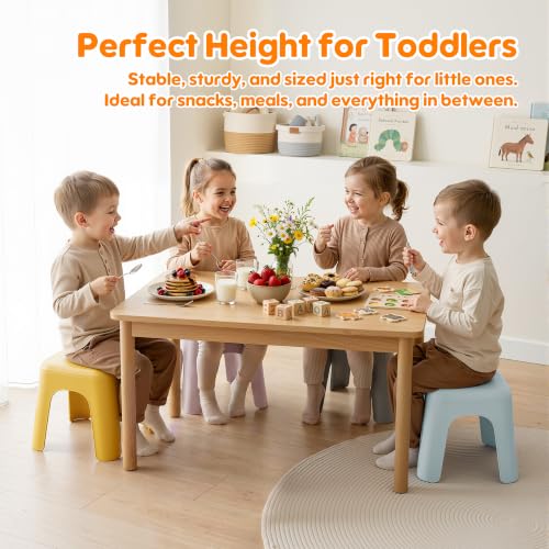 Image of 4 Pack Stackable Classroom Stools 10 Inch Nesting Plastic Stools Portable Backless Chairs for Kids, Toddlers, Preschool, Classroom, Living Room, Playroom, Home