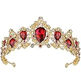 Didder Baroque Vintage Rhinestone Tiara, Red Royal Crystal Tiaras for Women Gold Princess Crown Tiaras for Girls Bridal Hair Accessories for Wedding/Prom/Pageant/Birthday/Party/Photography