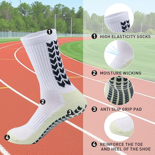 8 Pairs Men's Grip Soccer Socks, Non-Slip Soccer Sock with Anti Slip Grip Pads3