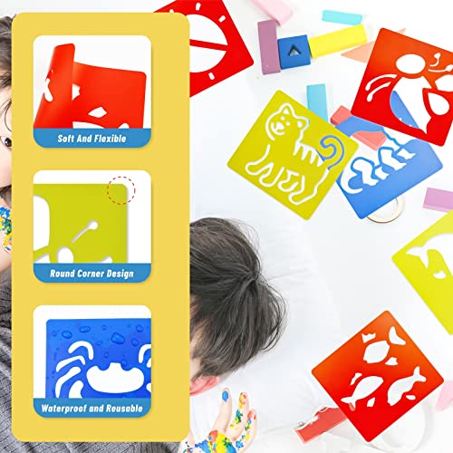 Yetoome 24 Pieces Stencils For Kids 5.9 X 5.5 Inches Drawing Stencils Chalk Stencils Large Washable Animal Themed Primary Shape Template For Kids Toddlers Preschooler (Animal Style) #TOP2