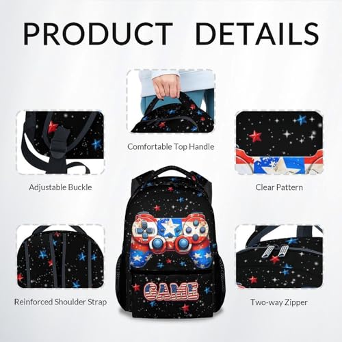 UNIKITTY Backpack for Kids - Gamer Backpack for Boys - Gaming School Bookbag - 17 Inch Primary Toddler School Bag with Adjustable Straps4