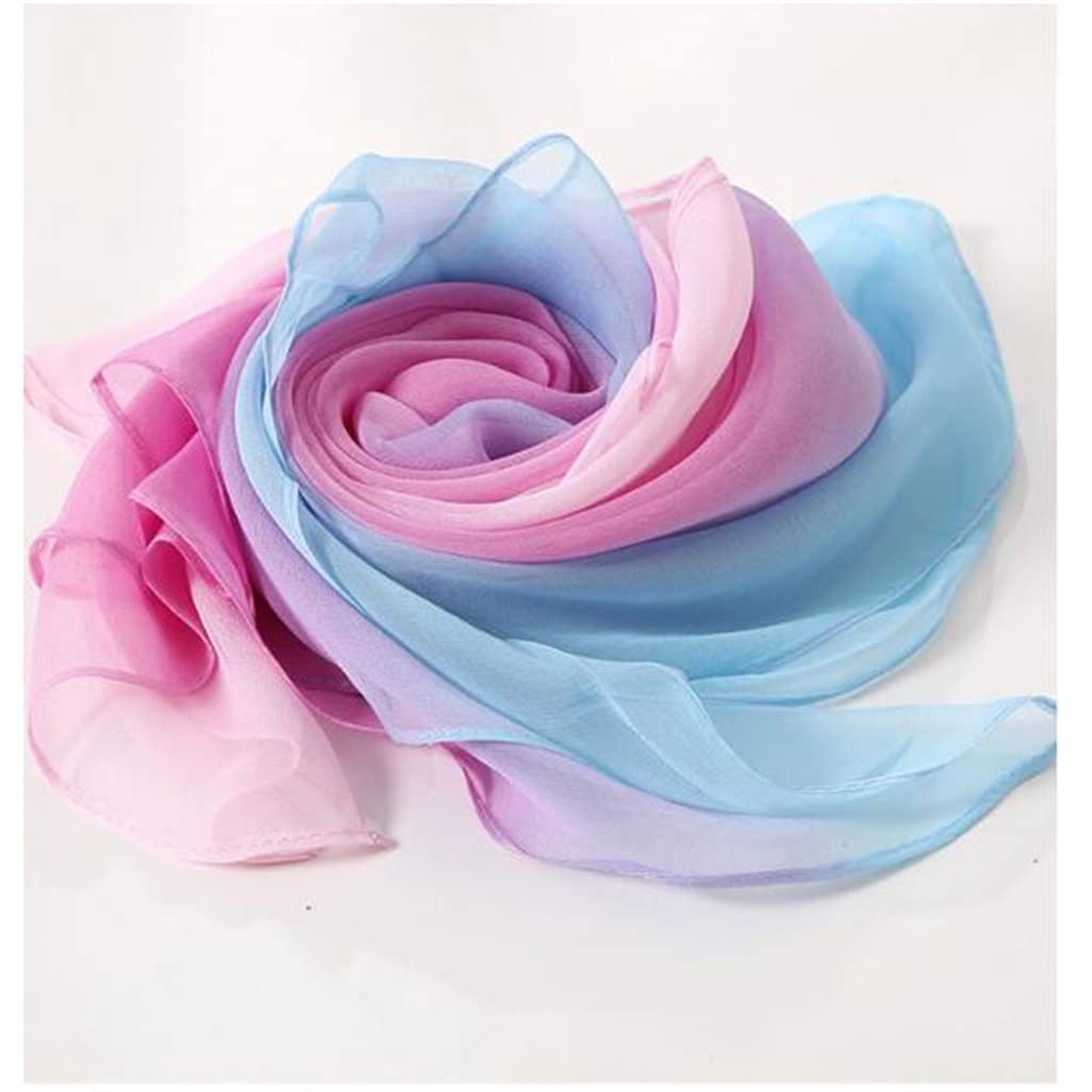 Sciarpa di Seta Sfumata Estiva da Donna, in Garza Leggera con Protezione Solare, Lunga in Chiffon, Asciugamano di Sabbia (Taglia Unica)