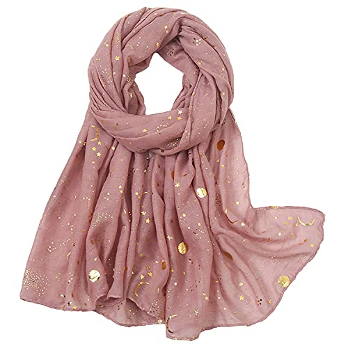 KAVINGKALY Foulard Imprimé Ciel Étoilé pour Femmes-Dames Écharpe Glitte Écharpe Doux Léger Long Grand Écharpe Wrap Châle (Peau Rose) Cover