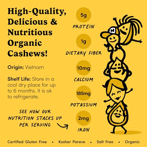 Image of Nuts com - Raw Organic Cashews - Healthy Snack for Adults & Kids, Creamy & Buttery Flavor, Good Source of Protein, Iron & Healthy Fats - Vegan, Raw, Gluten-Free & Kosher Pareve - 2 Pound Bag