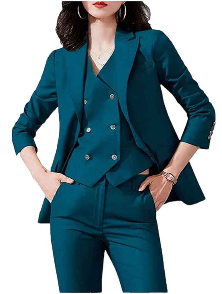 Conjunto de 3 piezas para mujer, traje de oficina, chaqueta, chaleco, pantalones, trajes de negocios, traje de fiesta de graduación, ropa casual