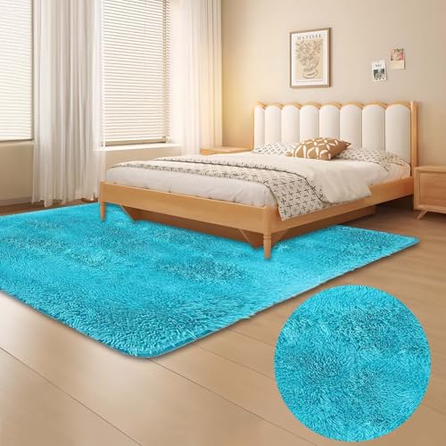 ホットカーペット 130 x 130 cm ラグマット 長方形 絨毯 洗えるラグ カーペット ラグマット 滑り止め 地毯 じゅうたん 絨毯 防音マット フローリングマット リビングルーム、遊び場、子供部屋用, ブルー