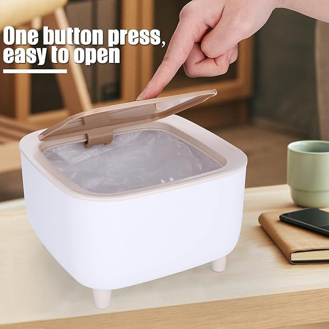 Azcona Mini Desktop Dustbin, Trash Can Plastic Swing Lid Storage Bin with Lid Removable Trash Can Suitable for Small on Kitchen Countertops - 1pcs Multicolor. 3