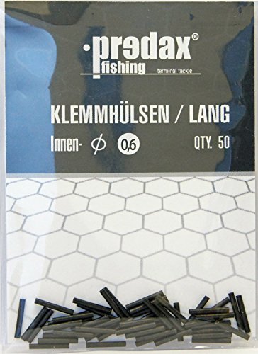 Predax Klemmhülsen - 50 Quetschhülsen für Stahlvorfächer, Crimphülsen für Hechtvorfach, Hülsen zum BAU von Titan- & Stahlvorfach, Durchmesser/Länge:1.8mm / Lange Version Cover