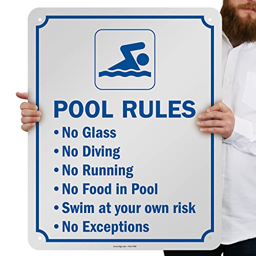 Cartel metálico reglas de piscina 30x24 pulgadas miniatura 2