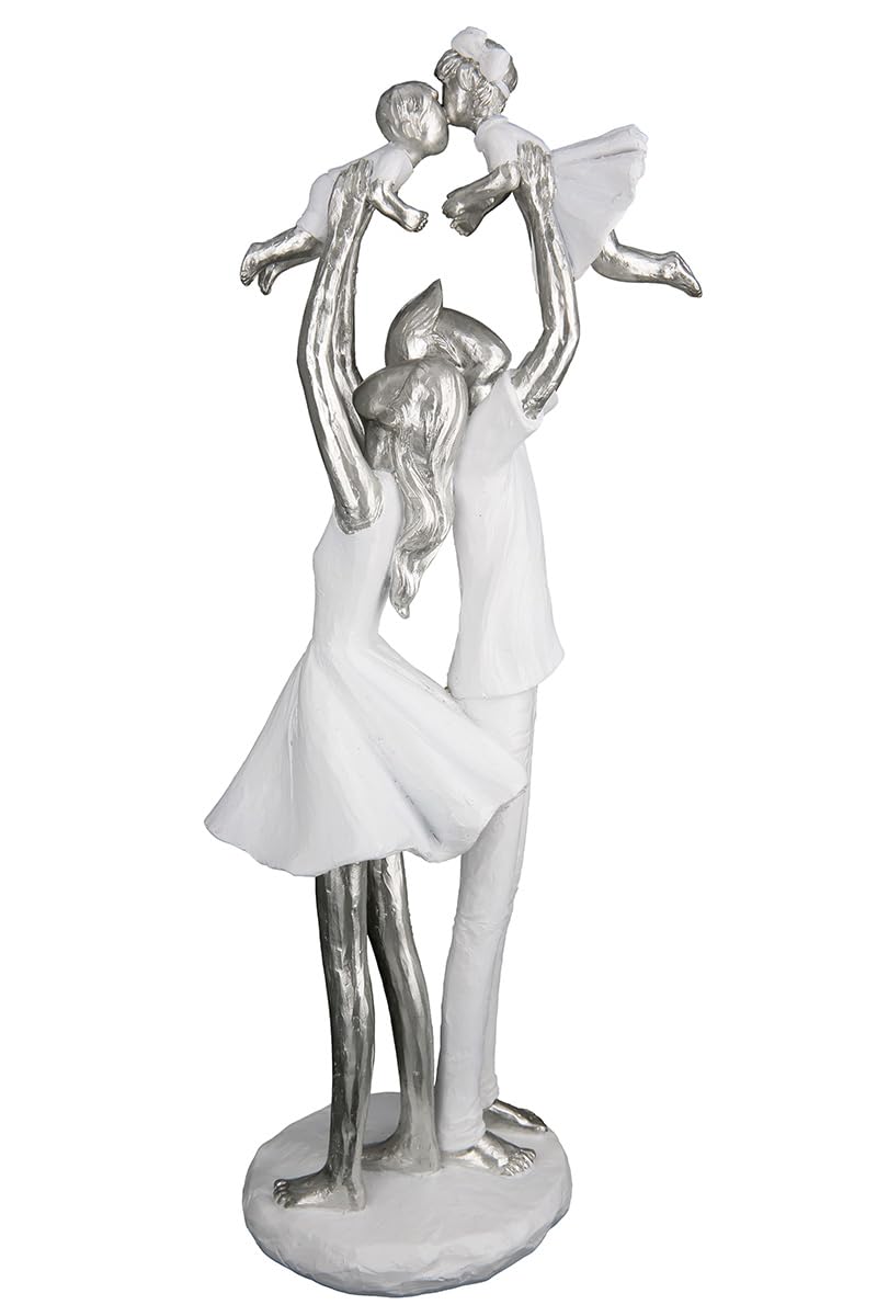 Casablanca Skulptur Familienzeit, Deko Figur Weiß, Kunstharz Statue Wohnzimmer, Büro Dekoration H. 37 cm x B. 15 cm - Moderne Familien Skulpturen, Zusammenhalt Familie