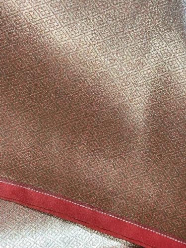 Tissu brocart de soie jacquard doré métallisé rouille pour haute couture