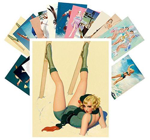 Carte postale vintage sexy girl : lot de 24 pinups athlètes pour collectionneur rétro