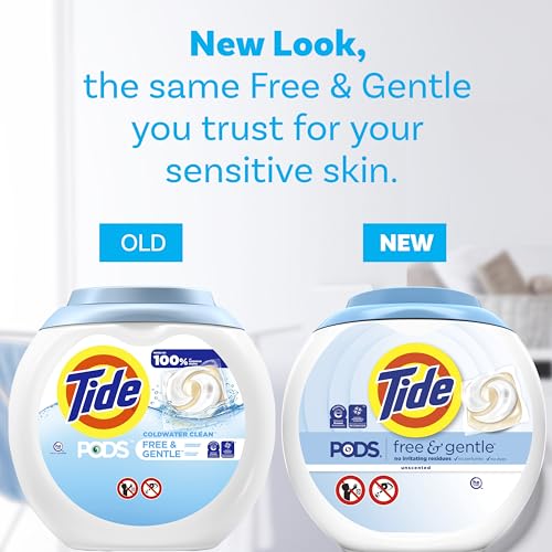 Image of Tide PODS Free & Gentle Laundry Detergent Soap Pacs, 81 Count, Tide PODS Laundry Detergent