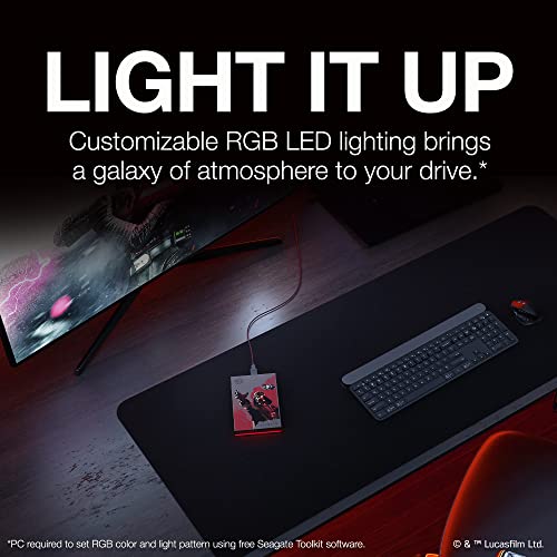 Image of Seagate Darth Vader SE FireCuda External Hard Drive 2TB HDD - USB 3.2, Customisable LED RGB Lighting, Red, for PC, Mac, PlayStation, and Xbox, with 3-yr Rescue Data Recovery Services (STKL2000411)