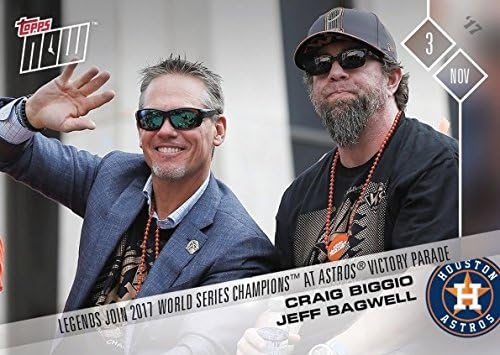 2017 Topps Now #OS-8 Craig Biggio and Jeff Bagwell Celebrate Houston Astros World Series Championship at Victory Parade Baseball Card - Only 401 made!