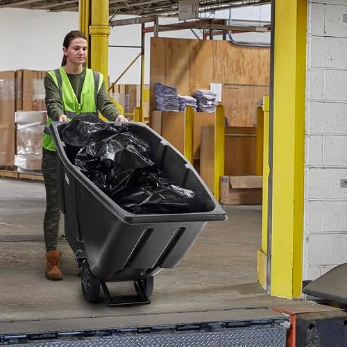 Commercial Tilt Truck Cart, 0.5 Cubic Yard, 450 lb Capacity, Black, 60L x 28W x 33H inches