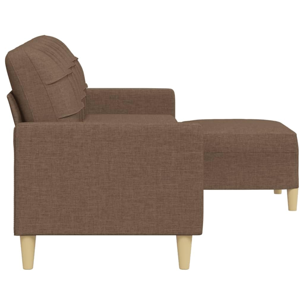 3-osobowa sofa z taboretem, brązowa, 210 cm, nowoczesny zestaw wypoczynkowy z funkcją spania, rozkładana, ze skrzynią na pościel, wygodny mebel relaksacyjny do salonu i biura