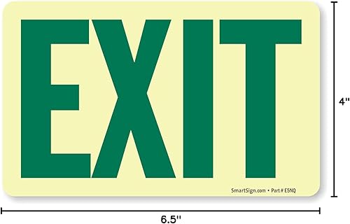 Miniatura 2 de SmartSign Letrero de "salida" con flecha derecha  Aluminio que brilla en la oscuridad de 4 x 6.5 pulgadas