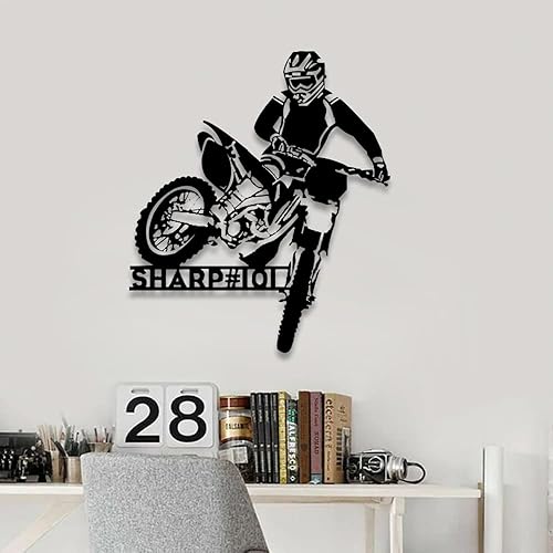 Miniatura 3 de Arte de pared de metal personalizado para motocross con luz LED, luz nocturna personalizada con nombre de motocross, decoración de lámpara de neón