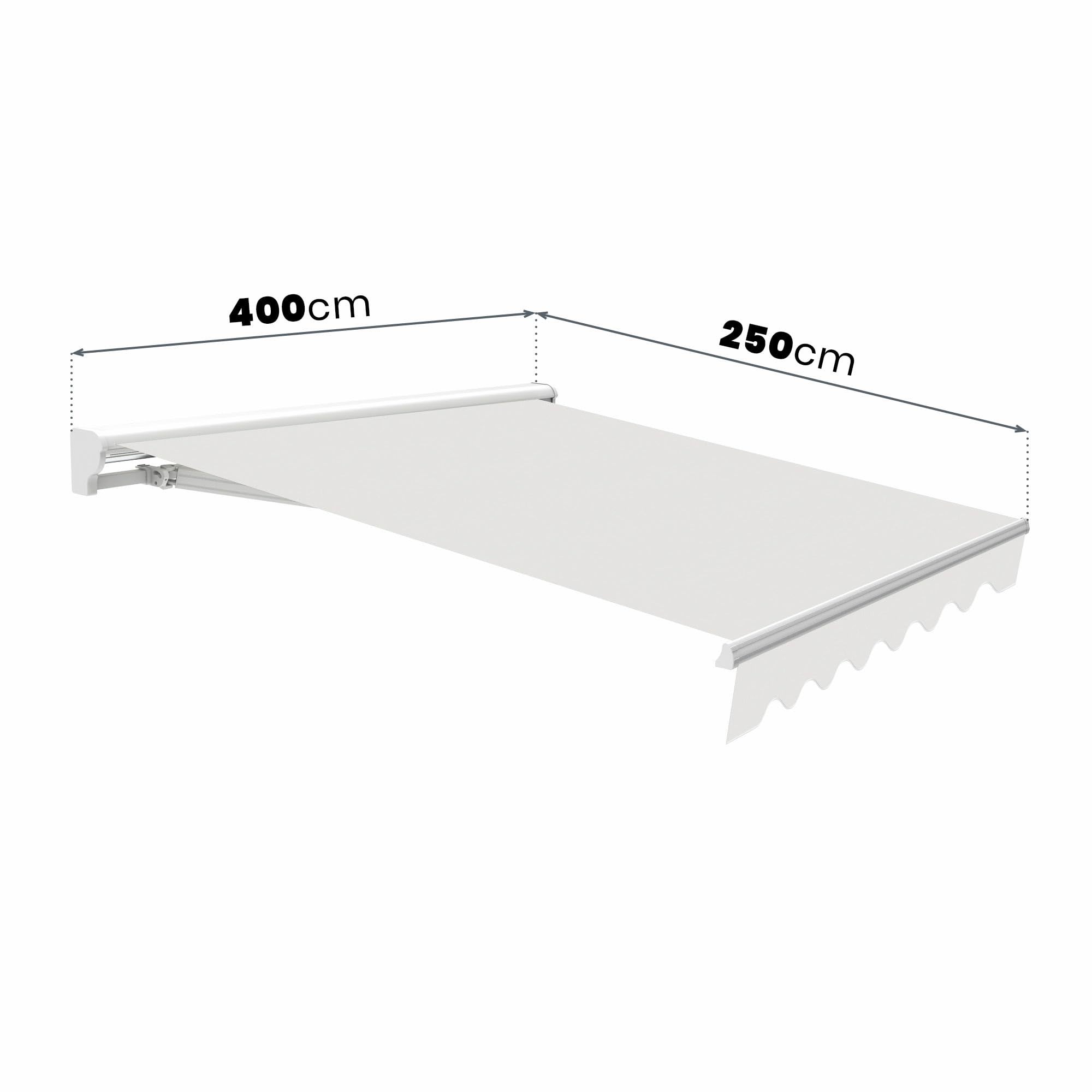 Wasabi Toldo Retráctil Exterior 400x250cm Arena Poliéster – Estructura Semicofre de Aluminio – Lona Protección Solar – Manivela Incluida – Manual Enrollable Terraza Jardín Balcón