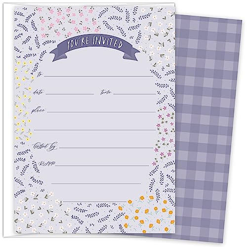 Image of Koko Paper Co Superbloom Wildflowers All-Occasion Invitations | 25 Flat Cards with 25 Bright White Envelopes (50 Count Total)