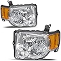 JSBOYAT Headlight Assembly Replacement for 2008-2012 Ford Escape SUV Headlamp Driver & Passenger Side, Chrome Housing with Amber Reflector