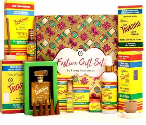 Image of Parag Fragrances Javadhu Gift Collection Pack of 9 Items of Real and Natural Javadhu for Personal and Corporate Gifting
