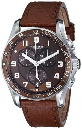 rNgmbNX Victorinox Men's 241653 Classic Stainless Steel Watch with Brown Leather Band j Y rv ysAiz