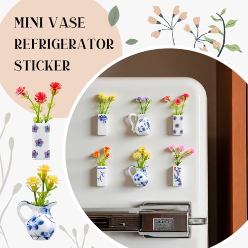 6 imanes mini jarrón de porcelana azul y blanco miniatura 5