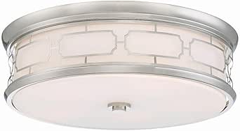 Minka Lavery 1826-613-L Drum LED Flush Mount Ceiling Lighting, 1-Light 45 Watt (6" H x 20" Dia), Polished Nickel