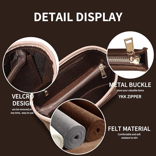Image of Doxo Purse Organizer Insert & Base Shaper 2pc Set, Felt Handbag & Tote Bag Fit LV Speedy 20(S-Brown)