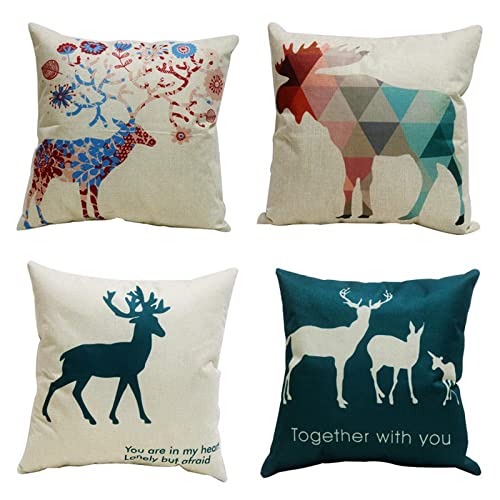 Housses de coussin cerf double face en lin 60x60 pour lits et canapés - 2