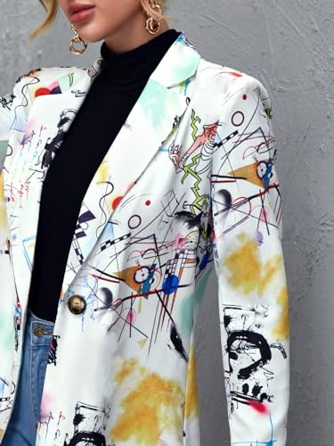 Floerns Women's Casual Long Sleeve Graphic Colorful Blazer Work Suit Jackets3