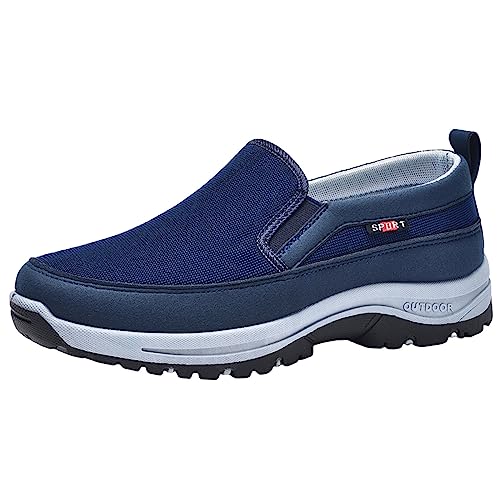 Schuhe Herren Winter Mesh, atmungsaktiv, bequem, Flacher Boden, Dicker Boden, große Größe, lässige Sport-Wanderschuhe Barfuß Schuhe Herren (Darkish Blue, 42) thumbnail