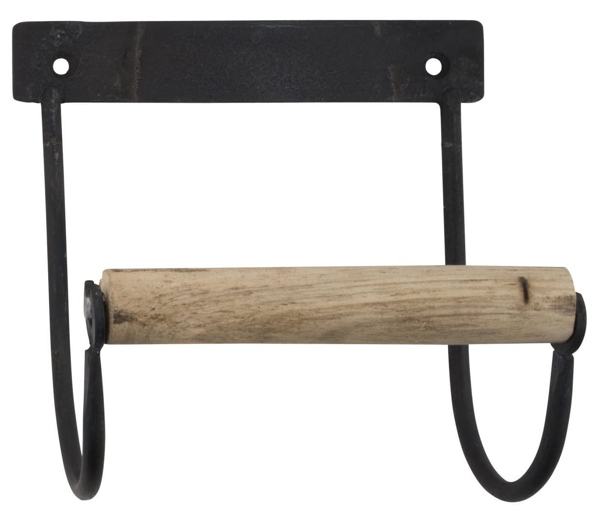 Ib Laursen Industrial Black Toilet Paper Holder with Wooden Roll