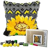 YP Latch Hook Kits for Kids and Adults DIY Rug Throw Pillow for Home Decoration Sunflower Cover Cush