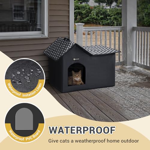MIU Color Outdoor Cat House, Upgraded Large Double Roof Weatherproof Cat House for Outdoor Cats, Insulated Wild Cat Shelter with Removable Soft Padding, Easy to Assemble,20" x 13.8" x 16" inch - Image 4