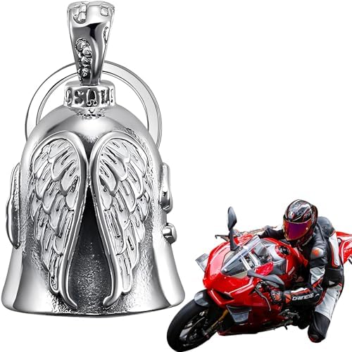 Ange Protection Moto Clochette Guardian Ride Bell - Cloche Angel Moto Acier Inoxydable Porte-Bonheur Pour Guidon Accessoire Moto Traditionnel